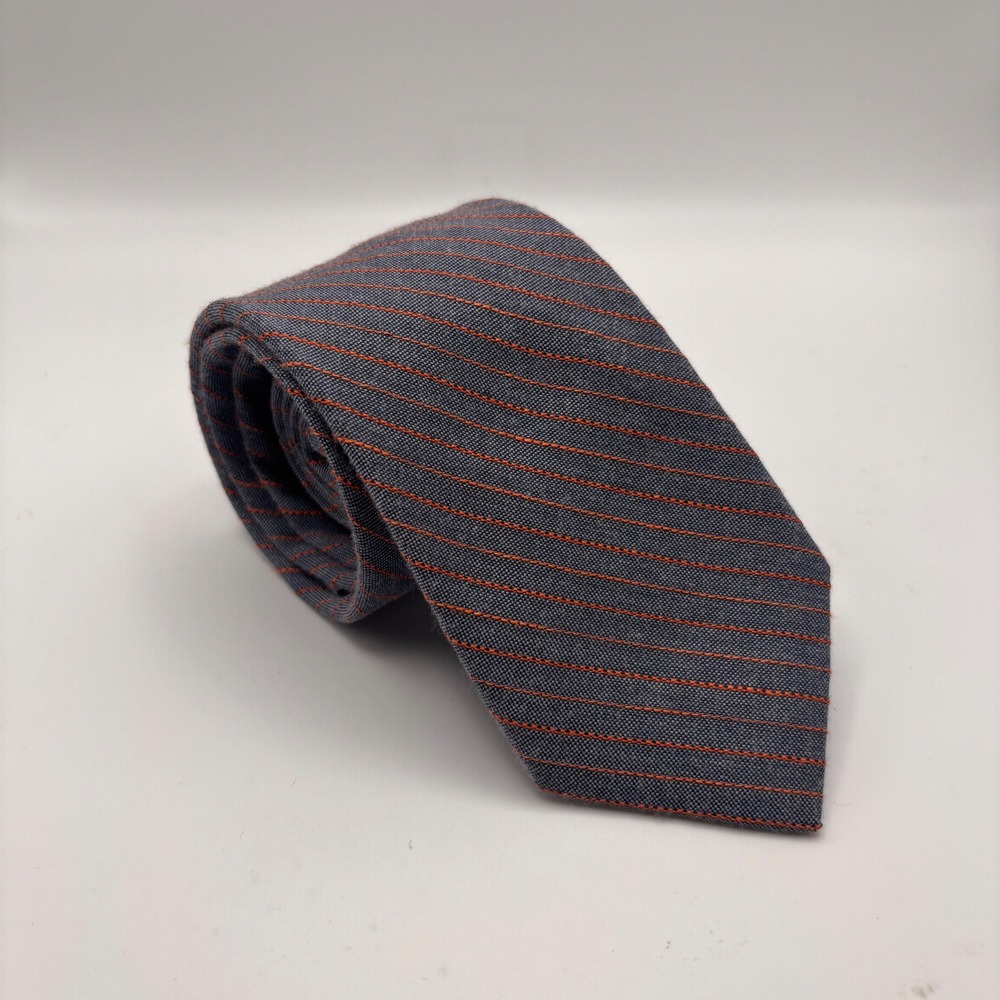 Jos.A.Bank 1905 Blue Orange Diagonal Striped Silk Linen Tie Size 59"x2.75" NWT